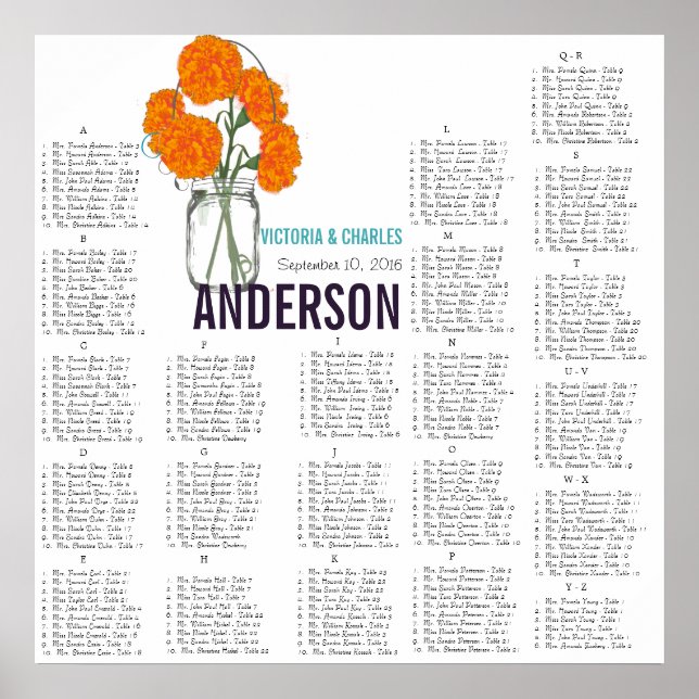 Poster Carnation Orange Gráfico de Assentos em Pote de Pe (Frente)