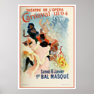 Pôster Carnaval 1894 do teatro da ópera de Paris do