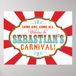 Pôster Carnaval Circo Birthday Banner Sebastian CUSTOM
