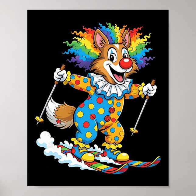 Poster Carnaval de Inverno Cachorrinho de Esqui Palhaço A (Frente)