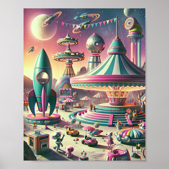 Poster Carnaval espacial Whimsical - Retrofuturística dos (Frente)