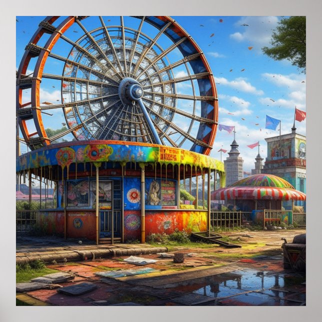 Poster Carnaval Ferris Wheel Ai Arte Abandonada (Frente)