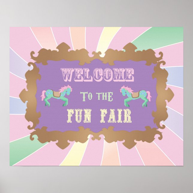 Poster Carnaval - Funfair - Pastel - Aniversário - Sinal (Frente)