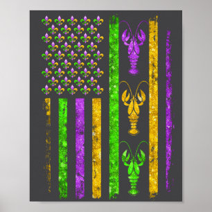 Poster Carnaval Mardi Gras EUA Bandeira Americana Lagosti
