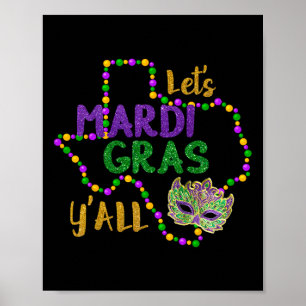 Poster Carnaval Mardi Gras Galveston Divertido Contas e M