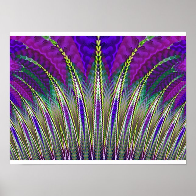 Poster Carnaval Mardi Gras Roxo e Verde Fractal (Frente)