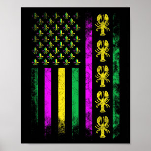 Poster Carnaval Mardi Gras Usa Bandeira Americana Par