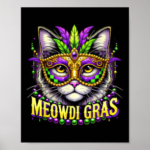 Poster Carnaval Meowdi Gras Mardi Gras Pet Gato Kitty Meo