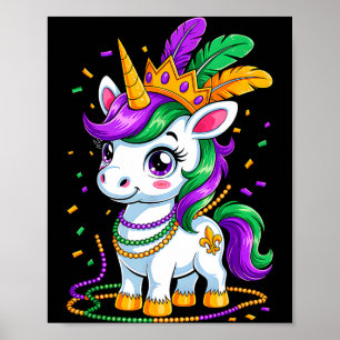 Poster Carnaval Unicórnio Fofo Terça-feira Gorda