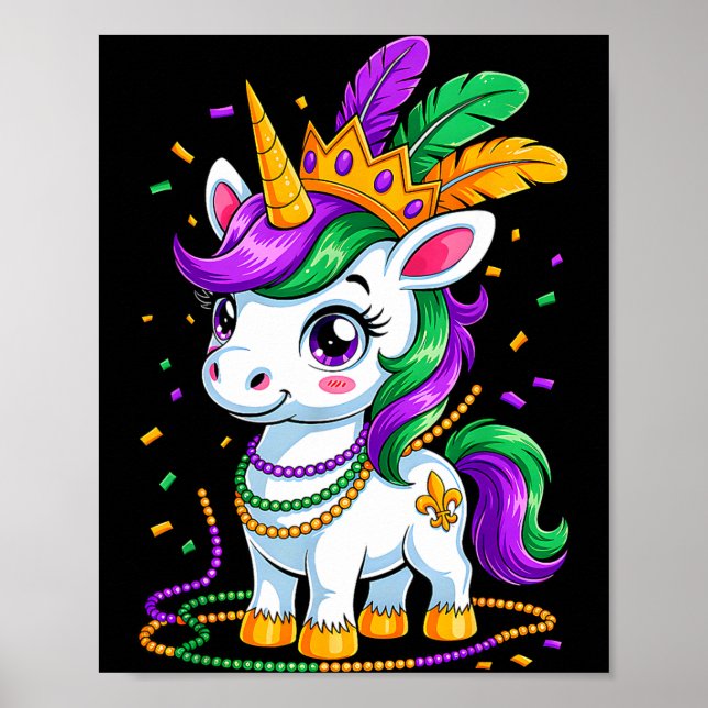 Poster Carnaval Unicórnio Fofo Terça-feira Gorda (Frente)