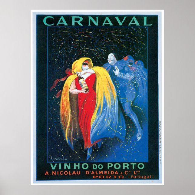 Pôster Carnaval Vinho Do Porto Vintage Vinho E Arte (Frente)