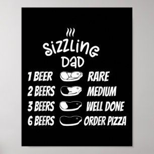 Poster Carne de Pai Sizzling Cerveja Pizza Divertido Chur