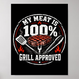 Poster Carne é 100% aprovada para grelhar, pai engraçado