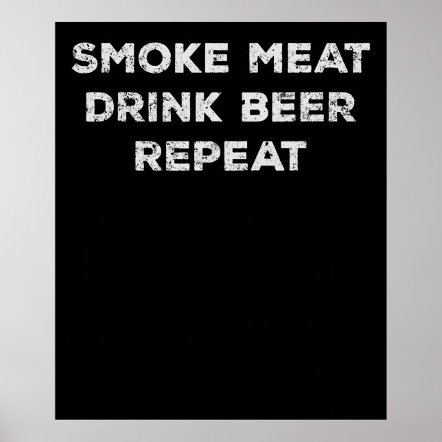 Poster Carne Fumada Beber Cerveja Repetir | CHURRASCOS En (Frente)