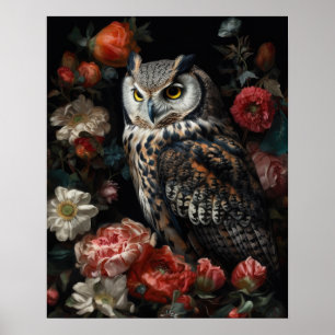 Poster Carneiro De Cottagecore Escuro E Flores