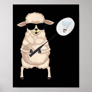 Poster Carneiro Engraçado Vestindo Pulmões Jogando Badmin