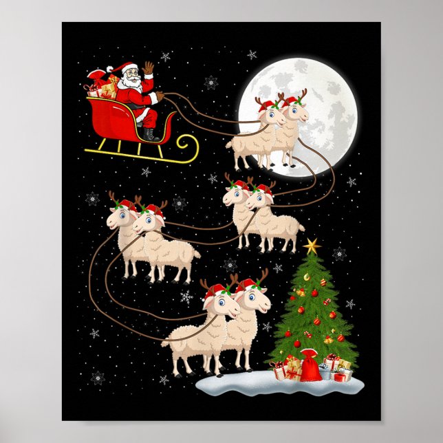 Poster Carneiros Papais noeis De Ovelhas Sleigh Voando En (Frente)