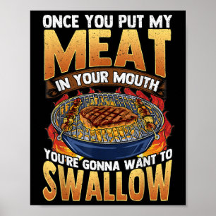 Poster Carnes De Piada Barbeque Engraçadas Na Boca Querem