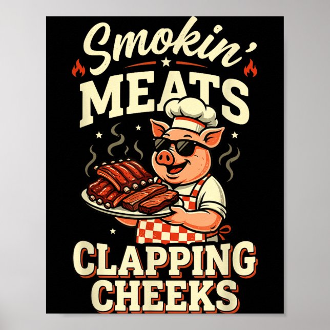 Poster Carnes defumadas no churrasco e bochechas batendo  (Frente)