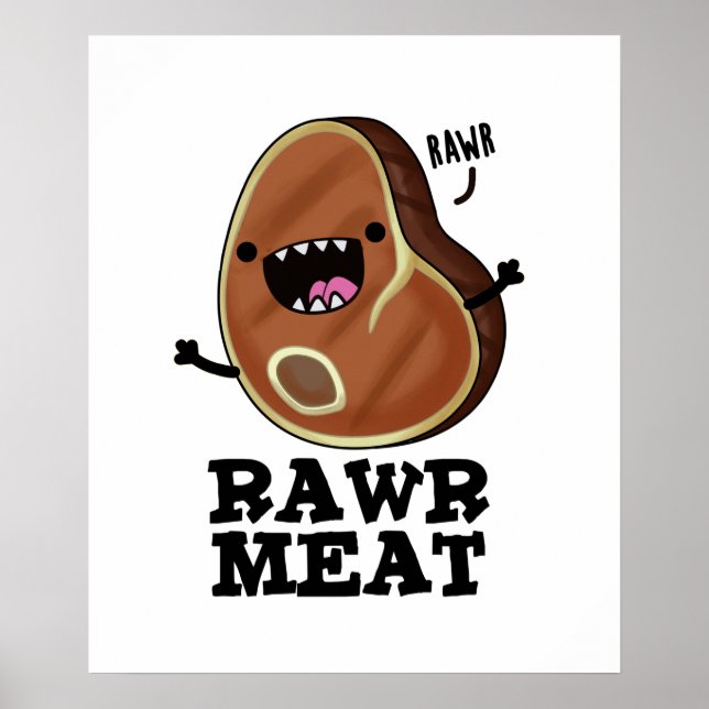 Poster Carnes Rawny Funny Raw Meat Pun (Frente)