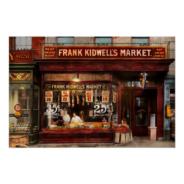 Pôster Carniceiro - Preço da carne em 1916 (Frente)