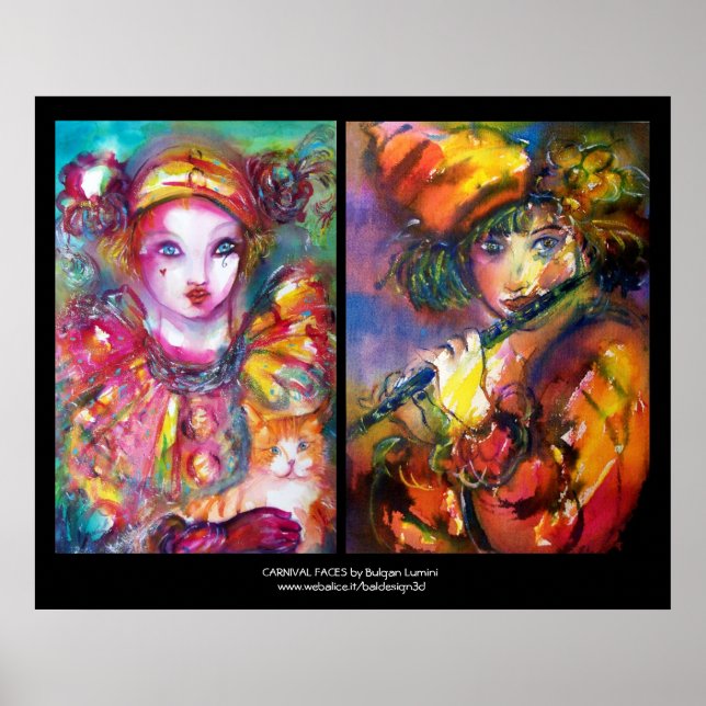 Pôster CARNIVAL FACES Venezianas Mascarada, Piero Flutist (Frente)