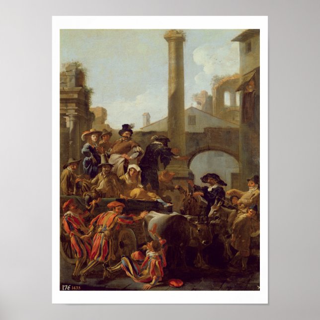 Poster Carnival Time in Rome, 1653 (oil on canvas) (Frente)