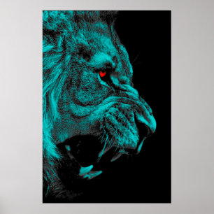Poster Carnivore, predador de leões machos zangado