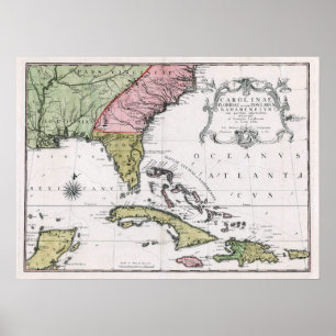 Pôster Carolina 1755 e Florida e as ilhas baamianas