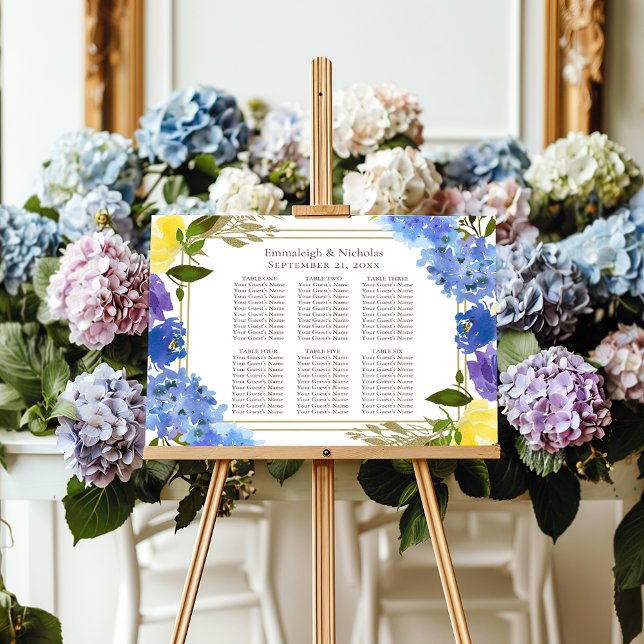 Poster Carolina Blue Floral Bordering Seating Chart (Criador carregado)