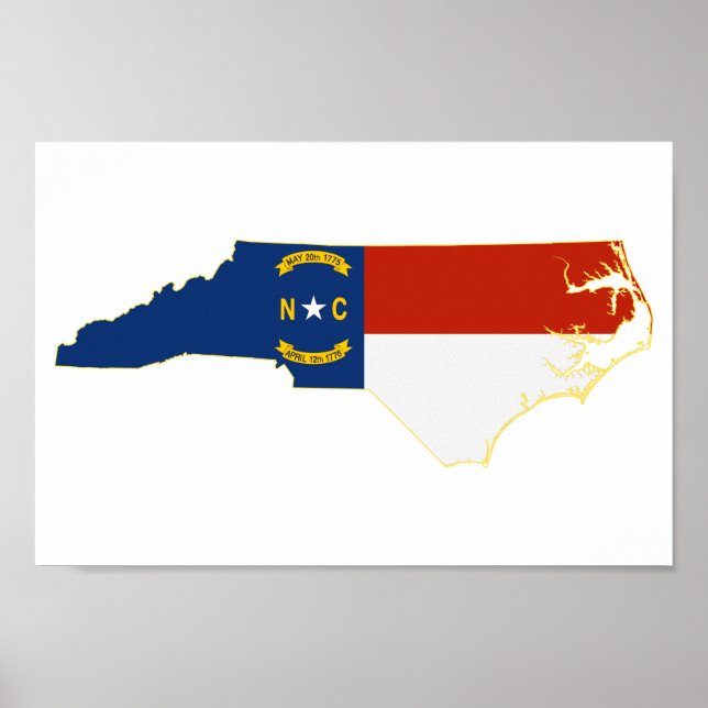 Poster Carolina do Norte: Bandeira do Tar Heel Carolinian (Frente)