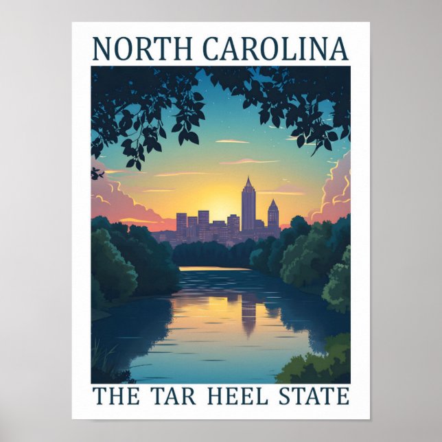 Poster Carolina do Norte, Estado de Tar Heel, EUA, Viagem (Frente)