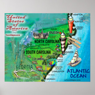 Pôster Carolina do Sul do Norte EUA
