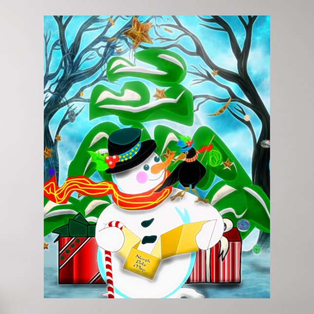 Poster Caroling Snowman Wall/Doy/Window (Frente)