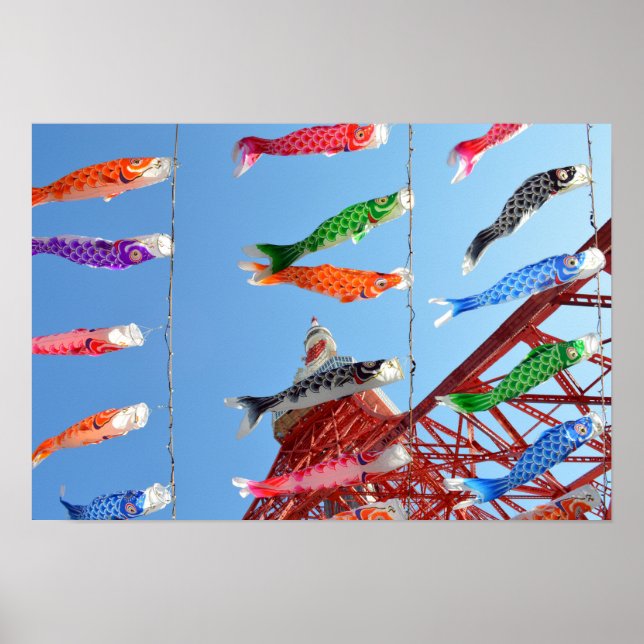 Poster Carp Streamers (Koinobori): Tóquio, Japão (Frente)