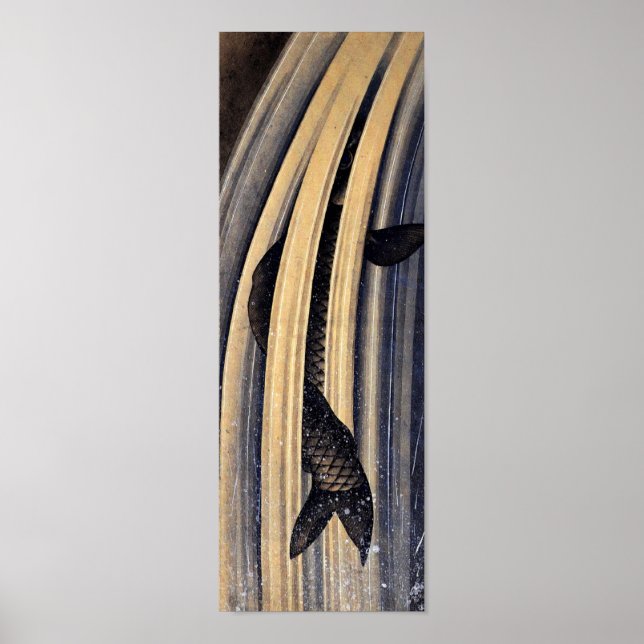Pôster Carpa Pulando Caipira Quedas de Água Hokusai Belas (Frente)