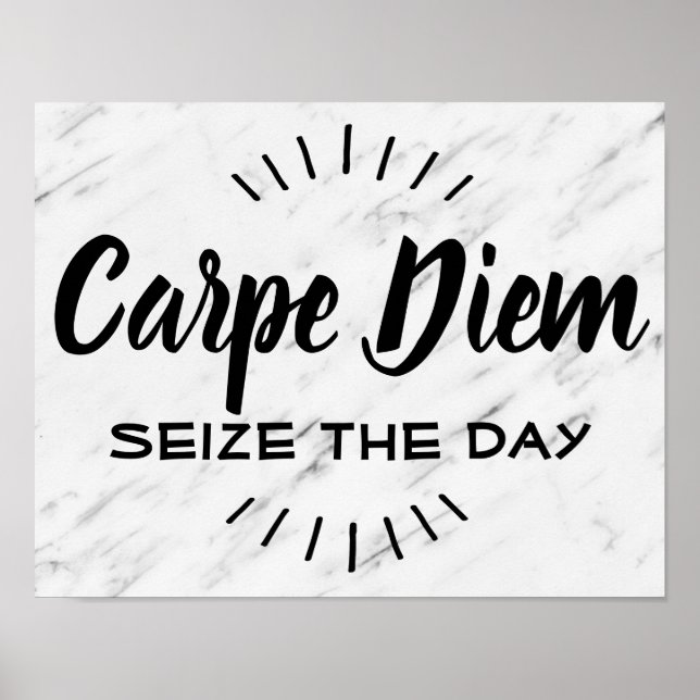 Poster Carpe Diem Motivational Cote Dizendo Mármore Moder (Frente)