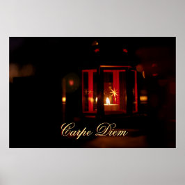 Poster Carpe Diem personalizável com luz de vela brilhant