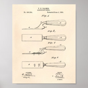 Pôster Carpenter's Chisel 1889 Patent Art Old Peper