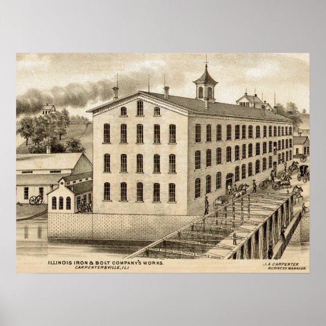Poster Carpentersville Illinois Iron and Bolt Co. 1871 (Frente)