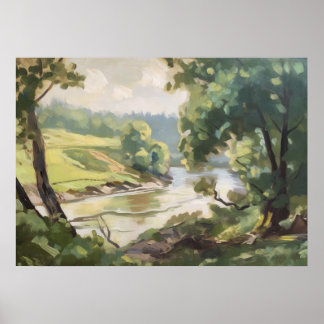 Poster Carpete de Vegetação Verde pelo Riverbank