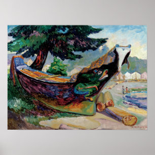 Poster Carr - Canoa de Guerra Nativa 1912