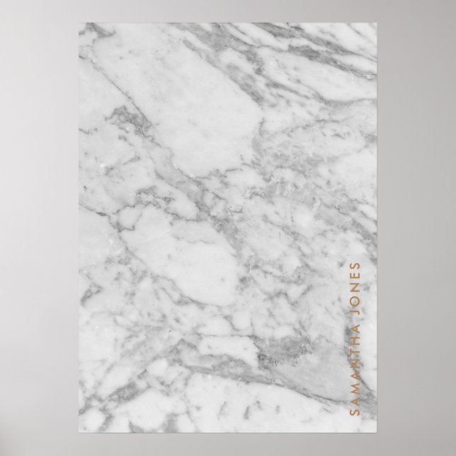 Poster Carrara Branca Marble Clássico Dourado Personaliza (Frente)