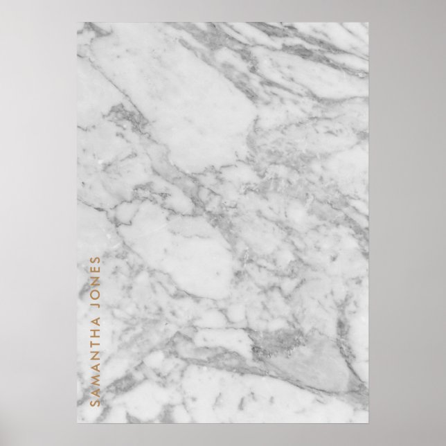 Poster Carrara Branca Marble Clássico Dourado Personaliza (Frente)