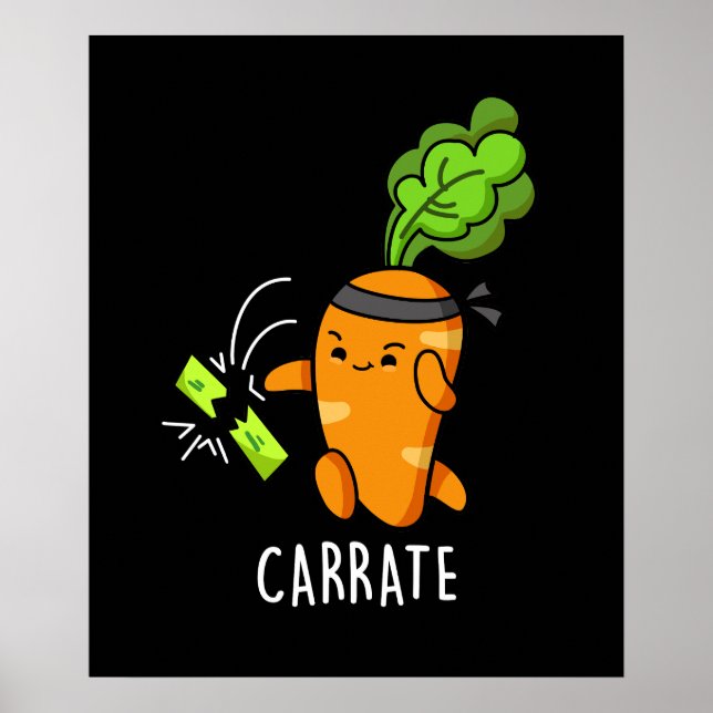 Poster Carrate Funny Carrot Karate Pun Dark BG (Frente)