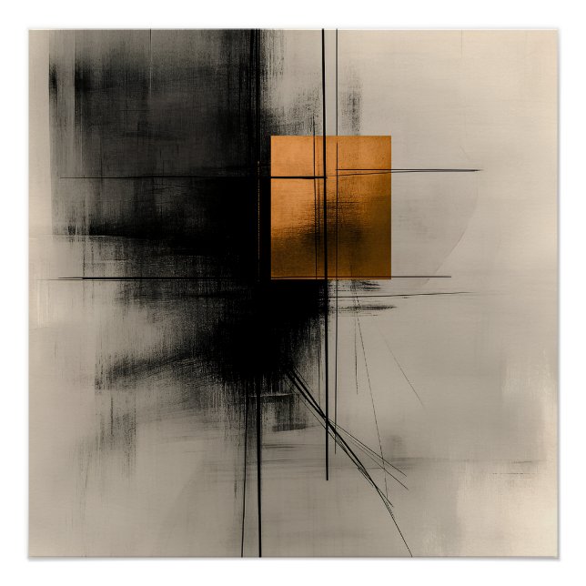 Pôster Carré doré dans l'abstrait (Frente)