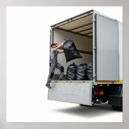 Poster Carregamento de Caminhão de Gestão de Resíduos