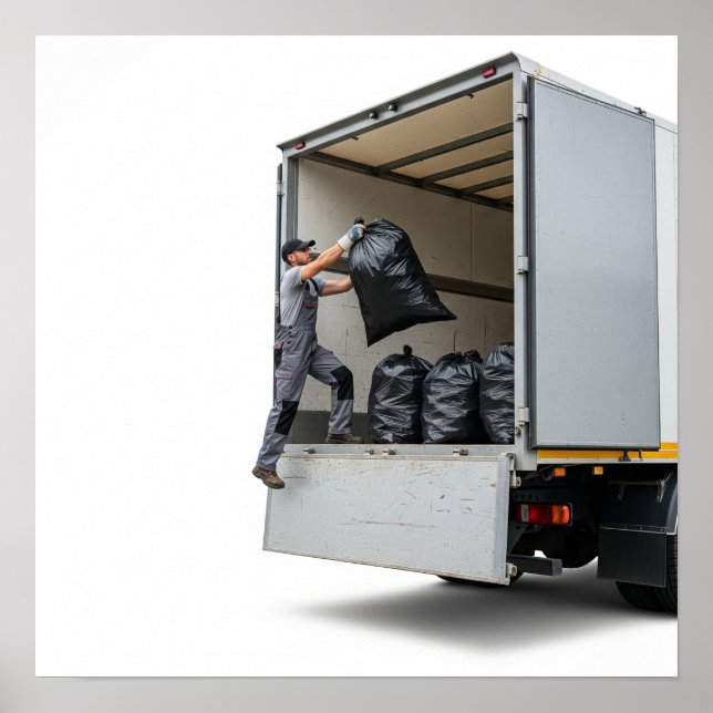 Poster Carregamento de Caminhão de Gestão de Resíduos (Frente)