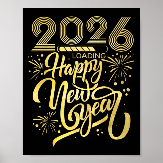 Poster Carregamento do Feliz ano novo 2026 Fireworks (Frente)