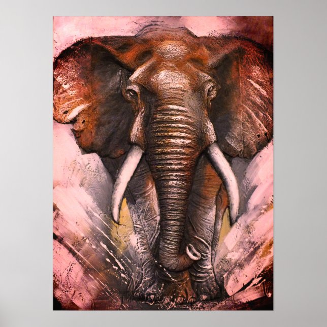 Poster Carregando elefante - vendo vermelho (Frente)
